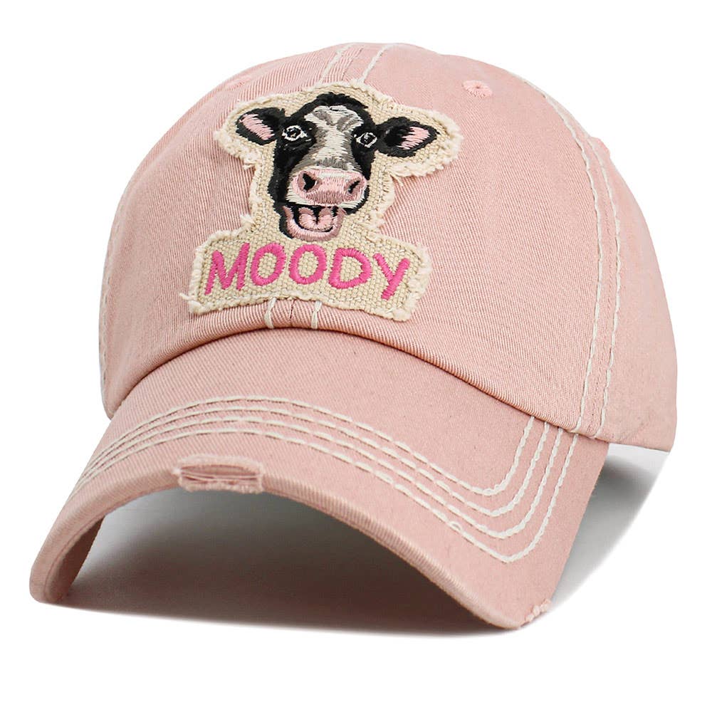 MOODY Message Cow Vintage Baseball Cap
: Rose