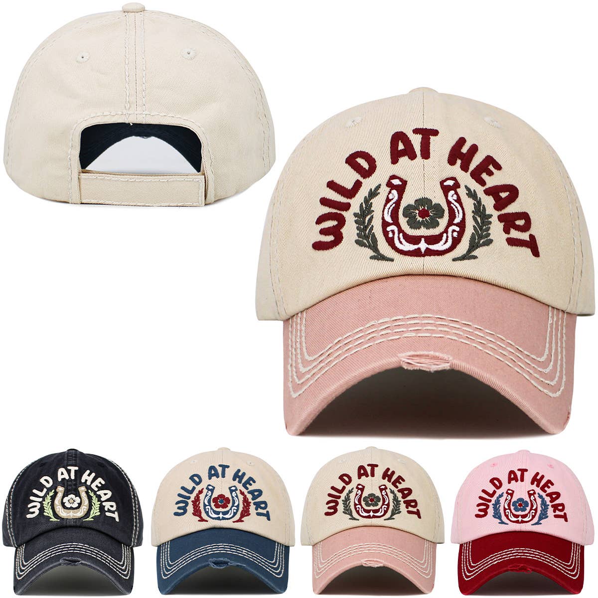 Wild at Heart Vintage Ballcap: Pink