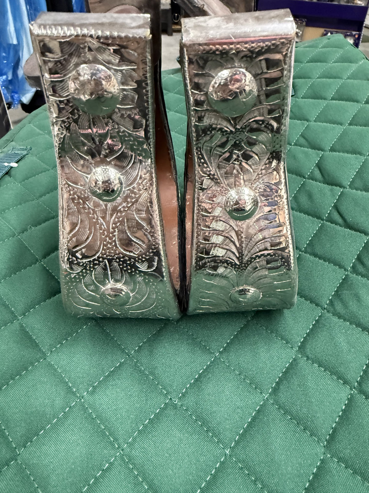 Vintage Engraved Western Show Stirrups (Diablo Style/Monel)