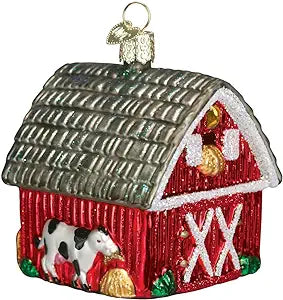 Old World Christmas Ornaments: Farm Animals Glass Blown Ornaments for Christmas Tree, Barn