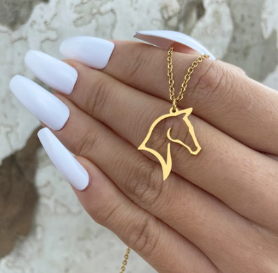 Stainless Steel Hollow Horse Necklace