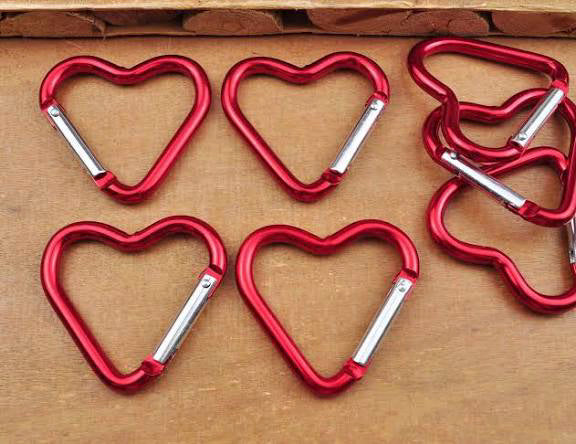 Red Heart Carabiner Keychain