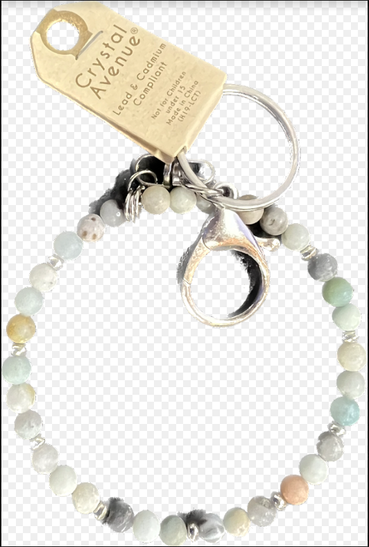 Crystal Avenue Mint Semi-Precious Stone Beaded Bangle Keychain