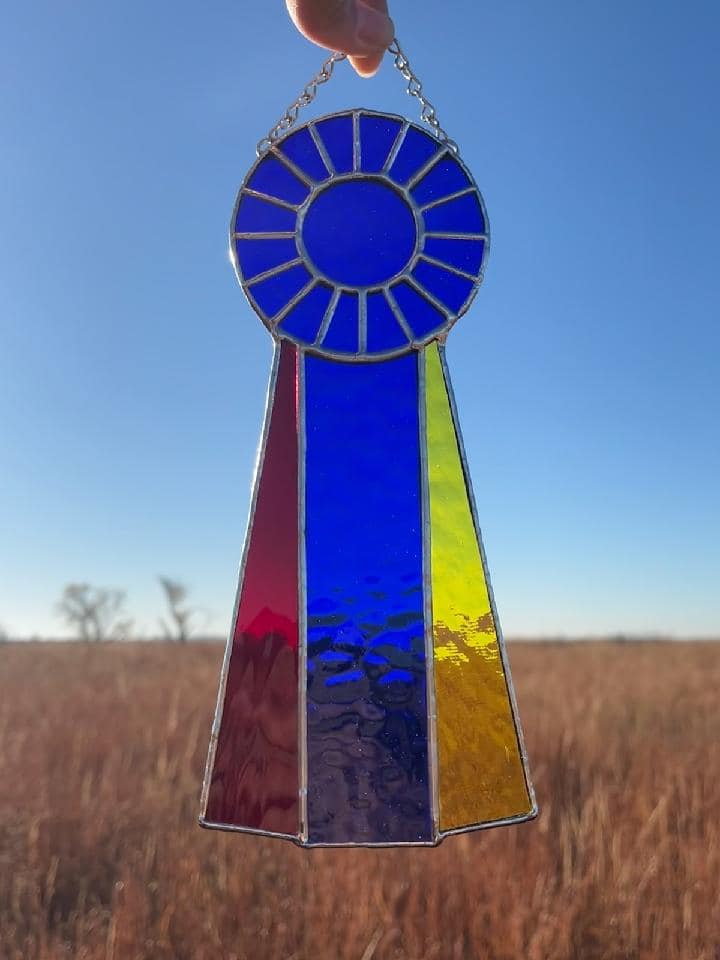 Handmade Stained Glass Ribbon (Blue and Champion Tri-Color Available ...