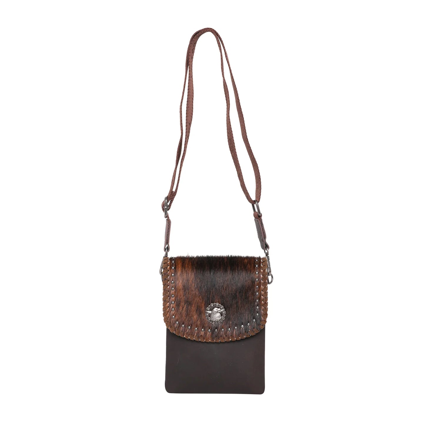 Montana West - 100% Genuine Leather Hair-On Cowhide Collection Crossbody - Chocolate Brown