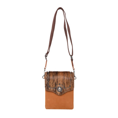 Montana West - 100% Genuine Leather Hair-On Cowhide Collection Crossbody - Orange Brown
