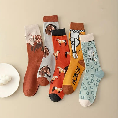 Cartoon Horse Print Socks