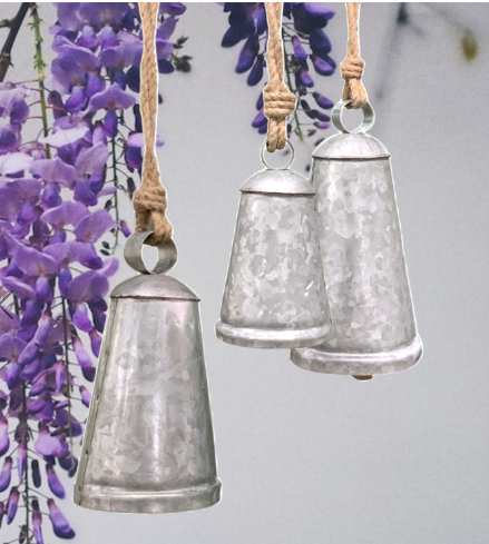 Set of 3 Sun Temple Bells-Galvanized