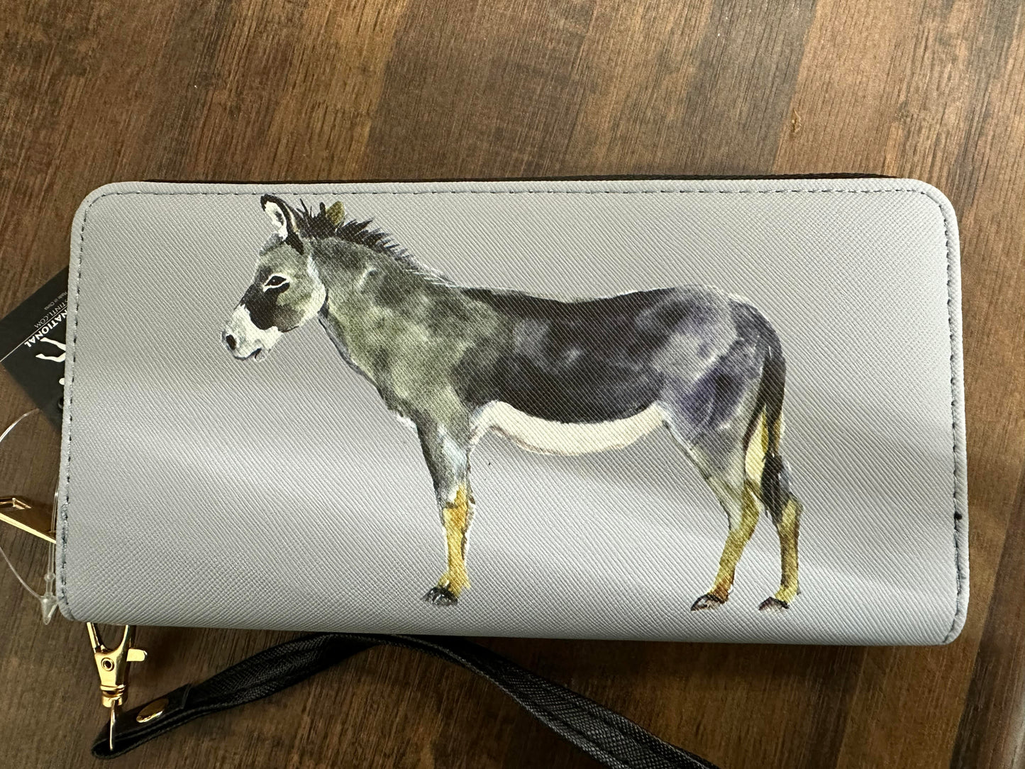 AWST INT'L COLORFUL DONKEY GREY CLUTCH WALLET