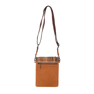 Montana West - 100% Genuine Leather Hair-On Cowhide Collection Crossbody - Orange Brown