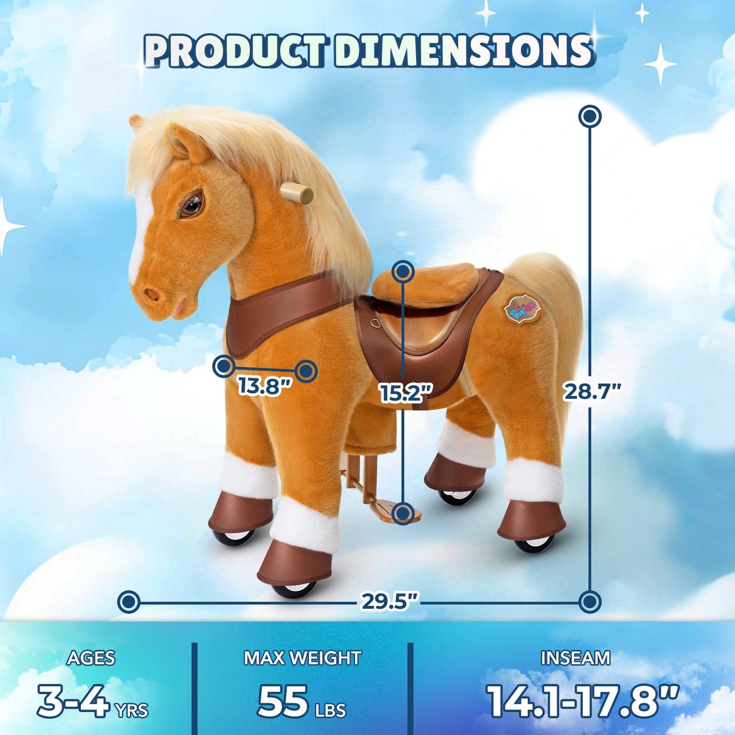 Model Y® Light Brown Horse Rideable Toy for Age 3-4