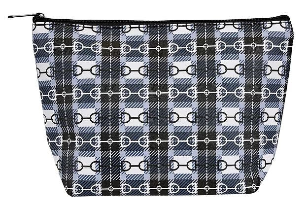 AWST INT'L SNAFFLE BIT PLAID LARGE COSMETIC POUCH
