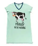 Lazy One MOOODY In The Morning Women's Cow V-neck Nightshirt