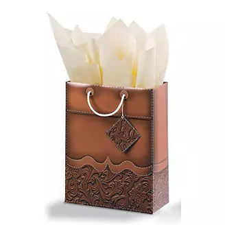 Tooled Leather Vertical Vogue Gift Bag