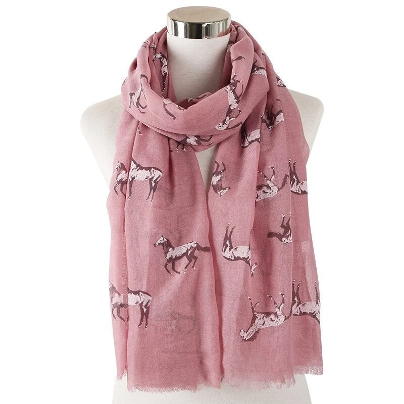Running Horse Scarf Animal Print Scarves Women Ladies