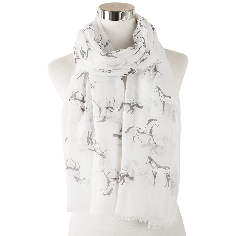 Running Horse Scarf Animal Print Scarves Women Ladies