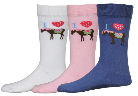 TUFFRIDER I HEART PONY ANKLE SOCKS