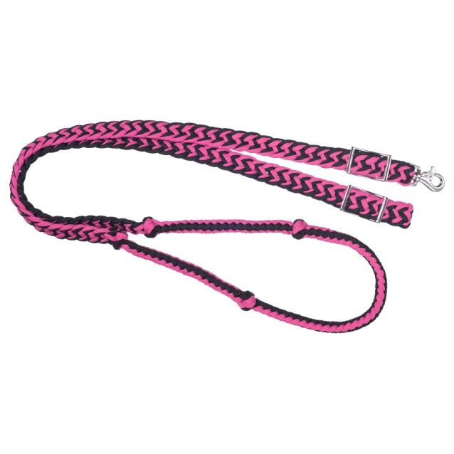 TOUGH1 DELUXE KNOTTED CORD ROPING REINS with snap